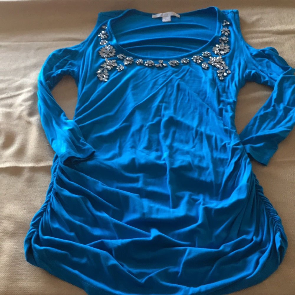 Blue Cold shoulder shirt